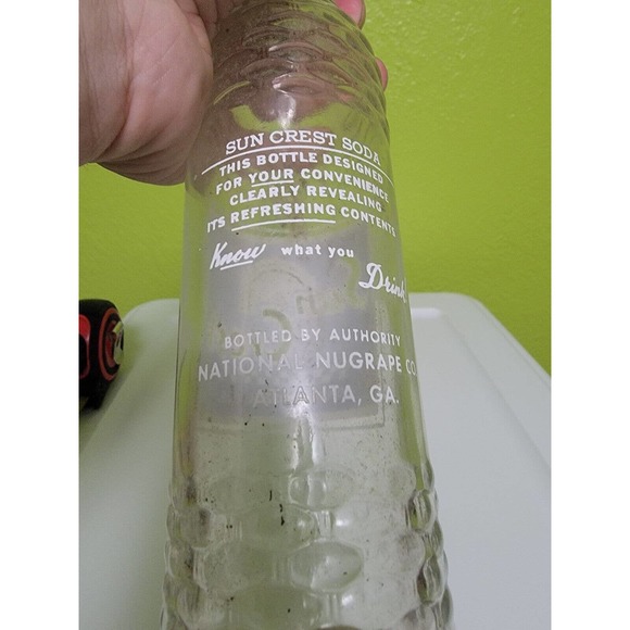 Rare Vintage Antique Soda Pop Glass Bottle Sun Crest Blue Label Clear Atlanta‎ - Picture 7 of 7